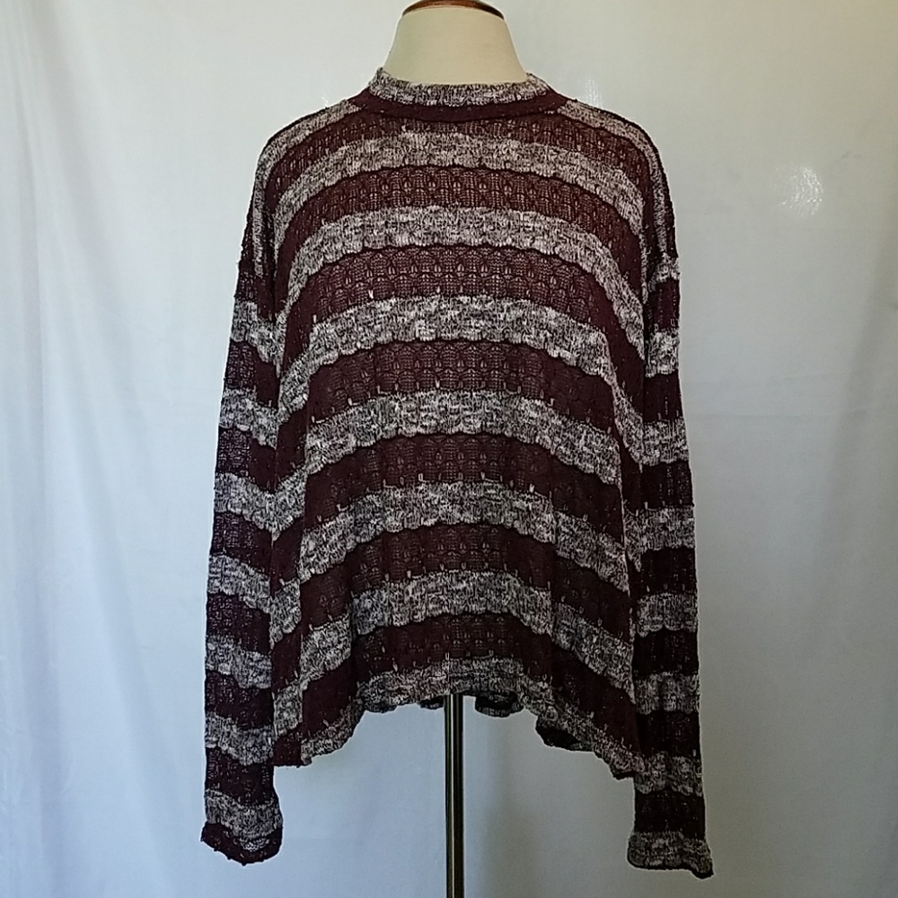 New Basil Lola Burgundy Knit Mock Neck Sweater